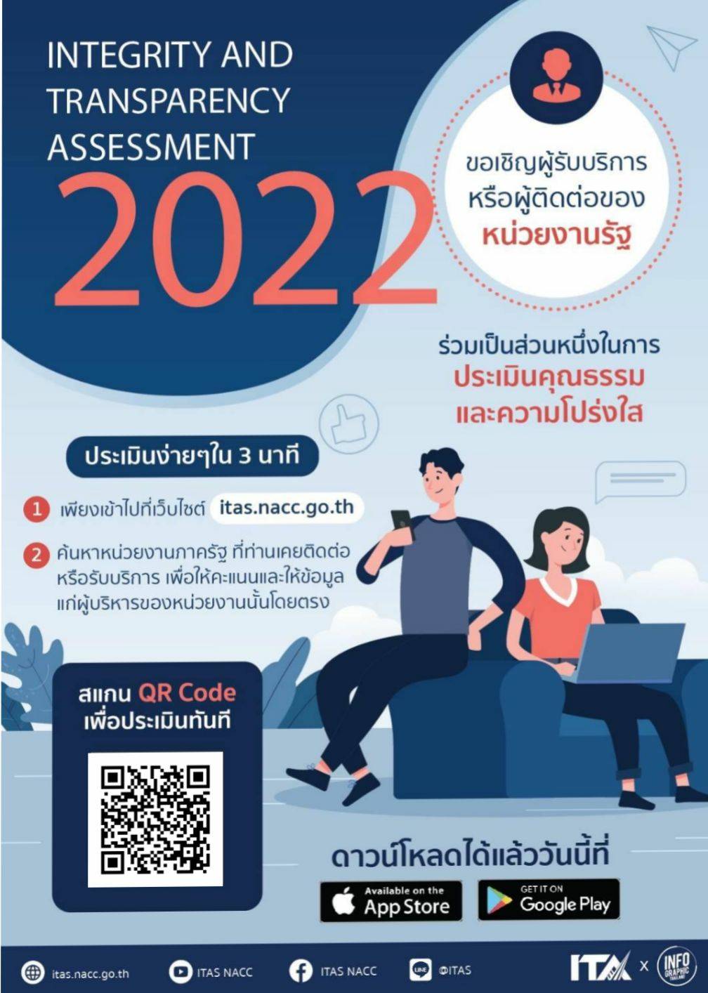 ขอเชิญร่วมเป็นส่วนหนึ่ง ขอเชิญร่วมเป็นส่วนหนึ่ง
INTEGRITY AND TRANSPARENCY ASSESSMENT
2022